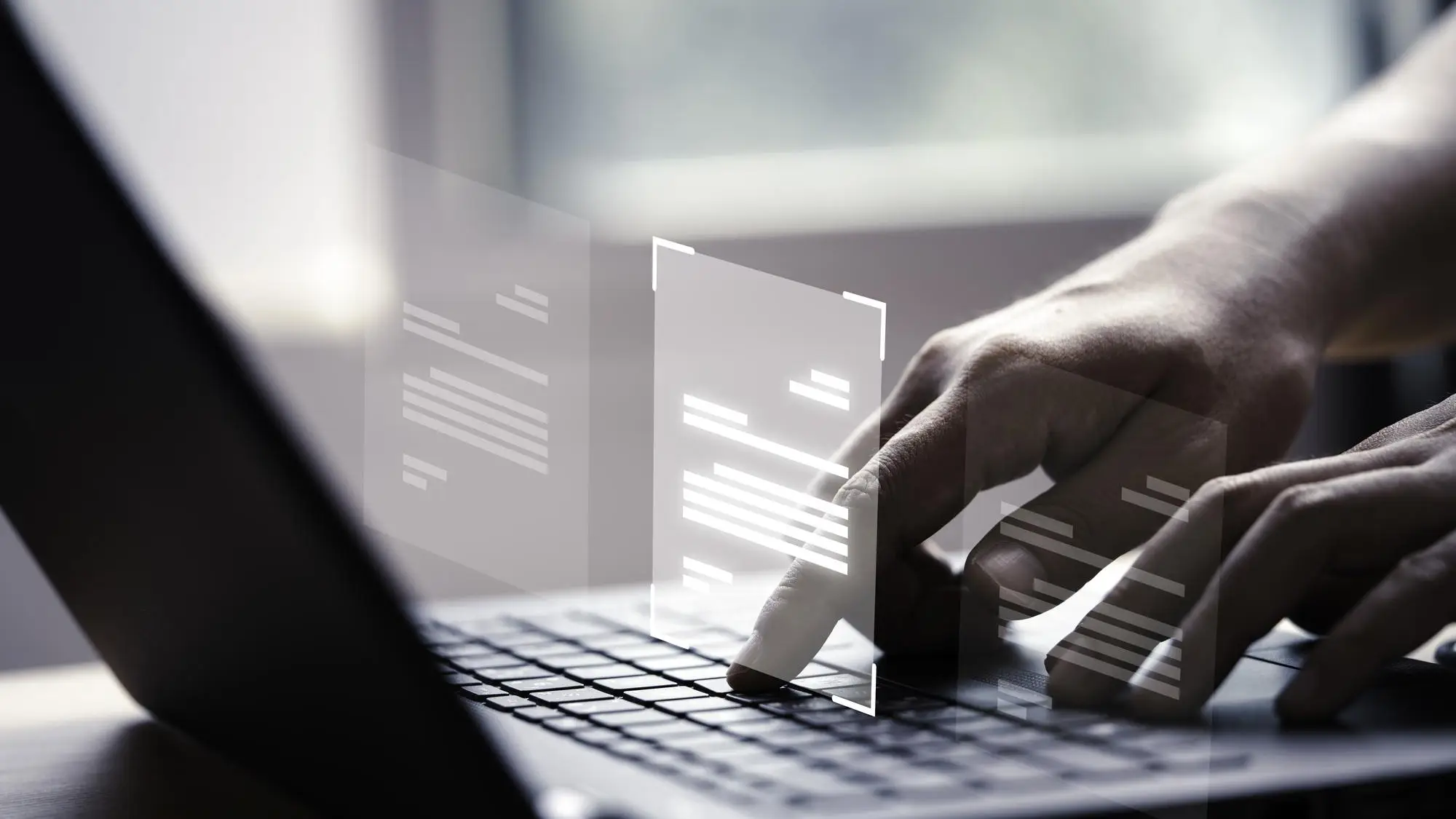 hand-using-laptop-computer-with-virtual-screen-document-online-approve-paperless-quality-assurance-erp-management-concept