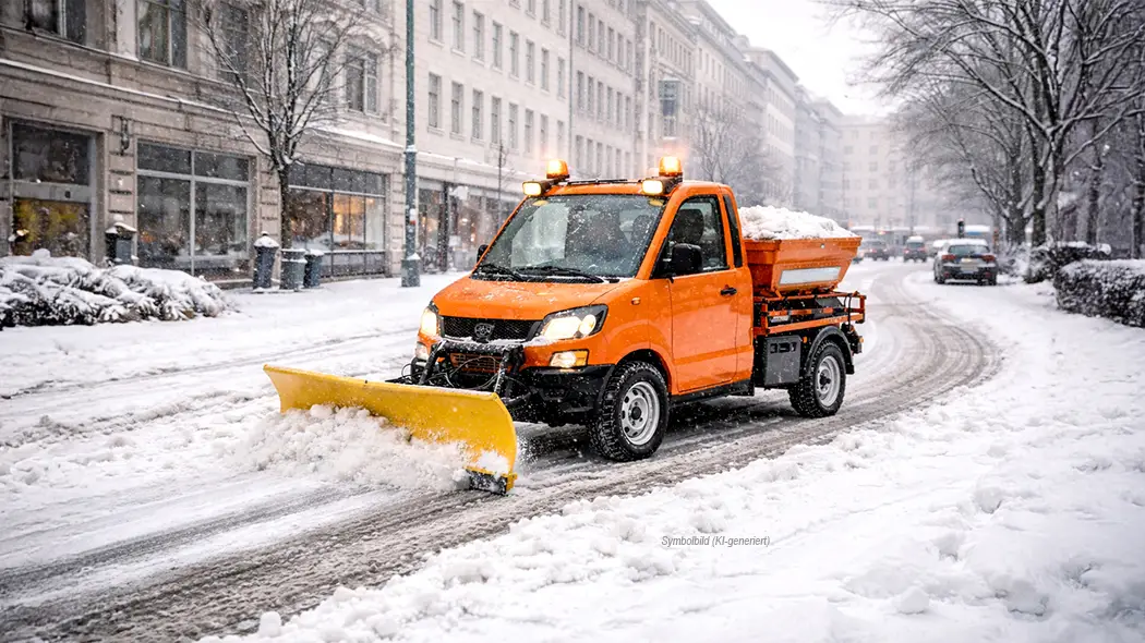 Zuverlässige Mobilhydraulik im Wintereinsatz: Kompaktaggregat für Schneeschild