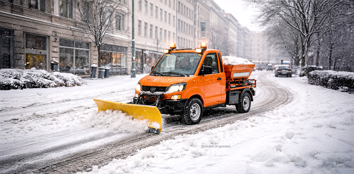 Zuverlässige Mobilhydraulik im Wintereinsatz: Kompaktaggregat für Schneeschild